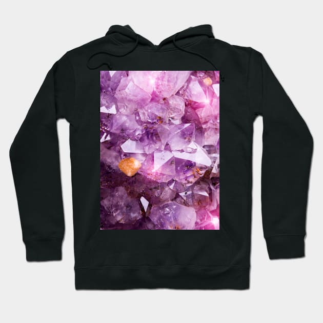 Purple Amethyst Crystal Print Hoodie by NewburyBoutique